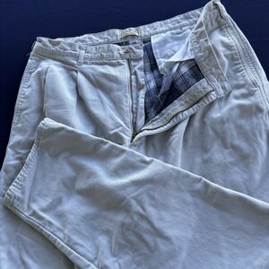LL‎ Bean Pants Mens 38x32 Khaki Tan Flannel Lined Double L Chino Cotton Work VTG